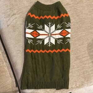 Olive Green Snowflake Crewneck Sweater